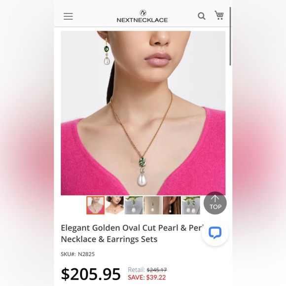 Nextnecklace Elegant Golden Oval Cut Pearl & Peridot Necklace & Earrings Sets - Picture 7 of 7